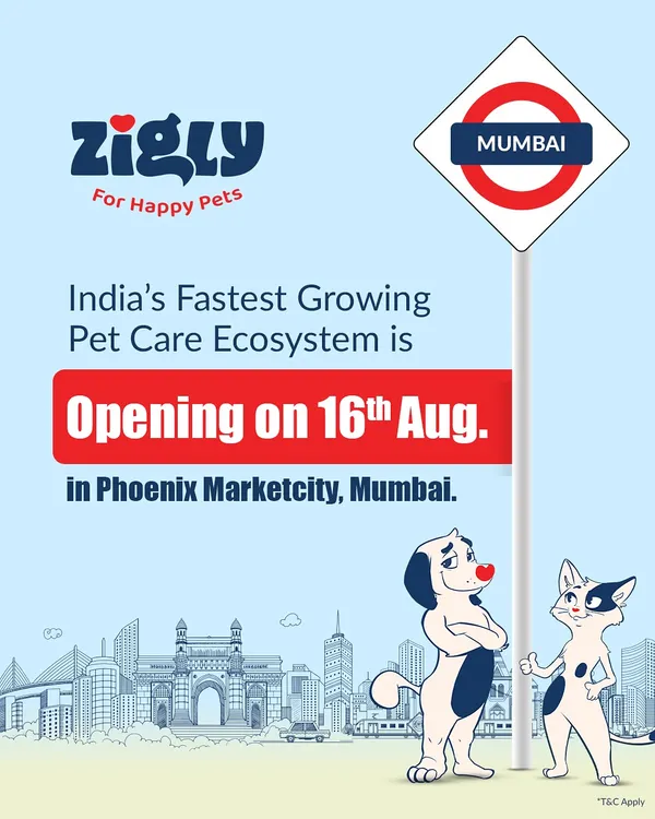 An announcement graphic for our new store opening in Phoenix Marketcity, Mumbai, featuring our animated mascots.