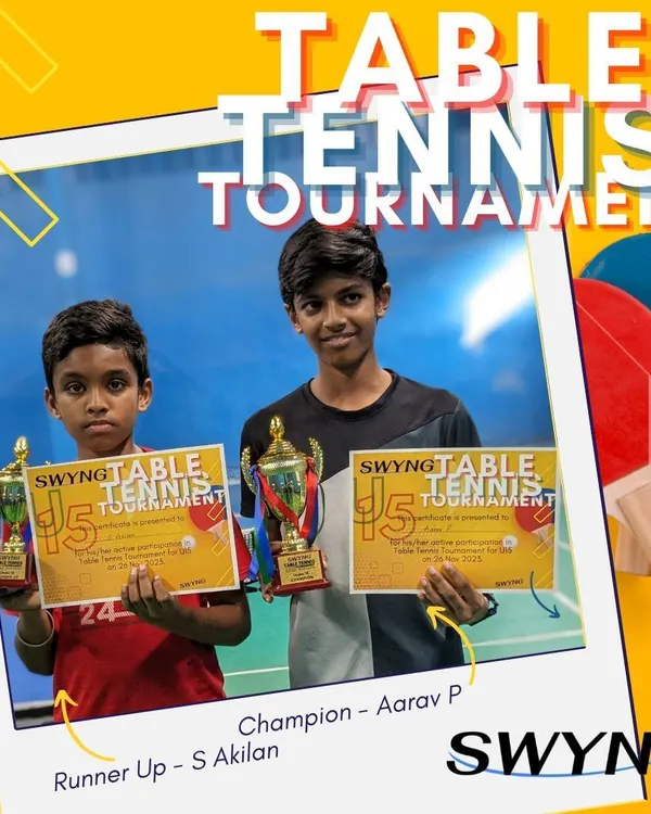 The champion and runner-up from our U15 Table Tennis tournament. It's inspiring to see such focus and skill from our junior paddlers.