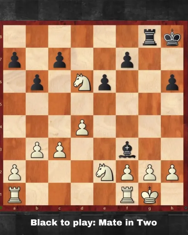 Here is a tactical challenge for you. In this position, it's Black to play and deliver a checkmate in two moves. Can you find the solution?