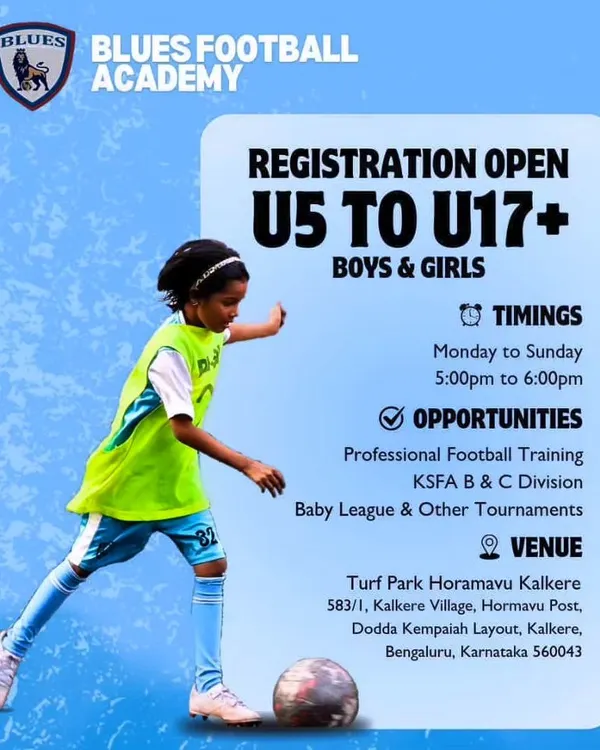 Registration is open for our annual program at Turf Park Horamavu. We offer professional training and tournament opportunities for boys and girls from U5 to U17+.