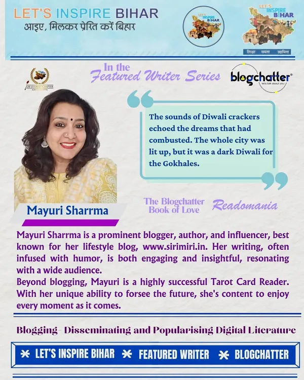 I was honored to be featured in the "Let's Inspire Bihar" writer series in collaboration with Blogchatter. It was wonderful to be recognized not only for my work as a Tarot Card Reader but also as a blogger and author.