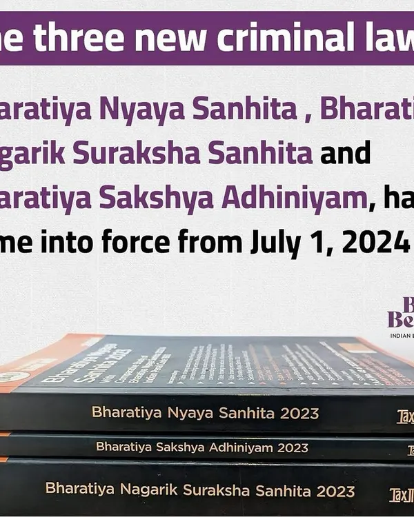An important update for all law students and professionals. The three new criminal laws, Bharatiya Nyaya Sanhita, Bharatiya Nagarik Suraksha Sanhita, and Bharatiya Sakshya Adhiniyam, have come into force from July 1, 2024.