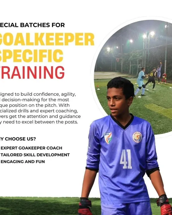 An announcement for our special batches for goalkeeper-specific training, available at our new Bhandup center.
