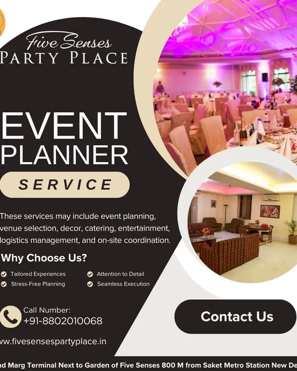 We offer comprehensive event planner services for a wide variety of occasions. This graphic shows a glimpse of our well-appointed banquet hall and private lounge, highlighting our commitment to tailored experiences and seamless execution for any event.