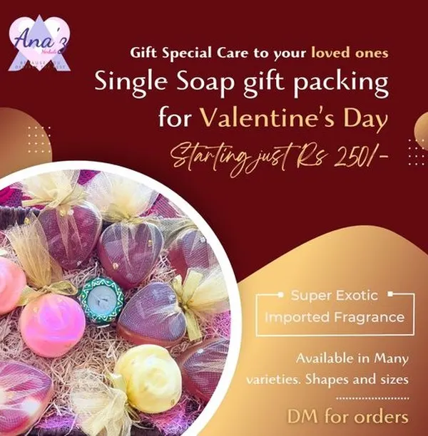 This Valentine's Day, give the gift of special care. I offer single soap gift packing with beautiful, heart-shaped soaps that have an exotic, imported fragrance. They are available in many shapes and sizes.