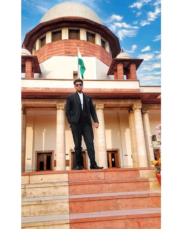 On the steps of the Supreme Court of India. This is the highest legal battleground in the country, and I am here to represent my clients at the top level.