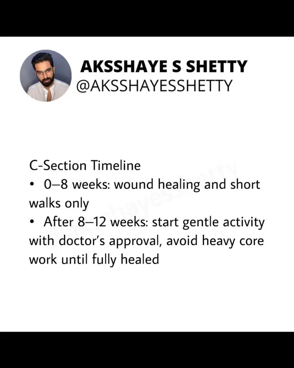 For new mothers who have had a C-section, the recovery timeline is different. The initial 8-12 weeks should focus on wound healing and short walks only. Gentle activity can begin after getting your doctor's approval, but heavy core work must be avoided until you are fully healed.