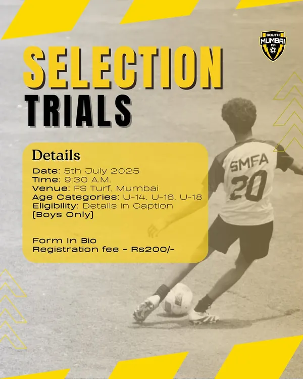 This is your official call to the pitch. An example of our selection trial announcements, detailing the date, time, venue, and eligible age categories for our youth teams. Spots fill up fast, so you have to be ready.