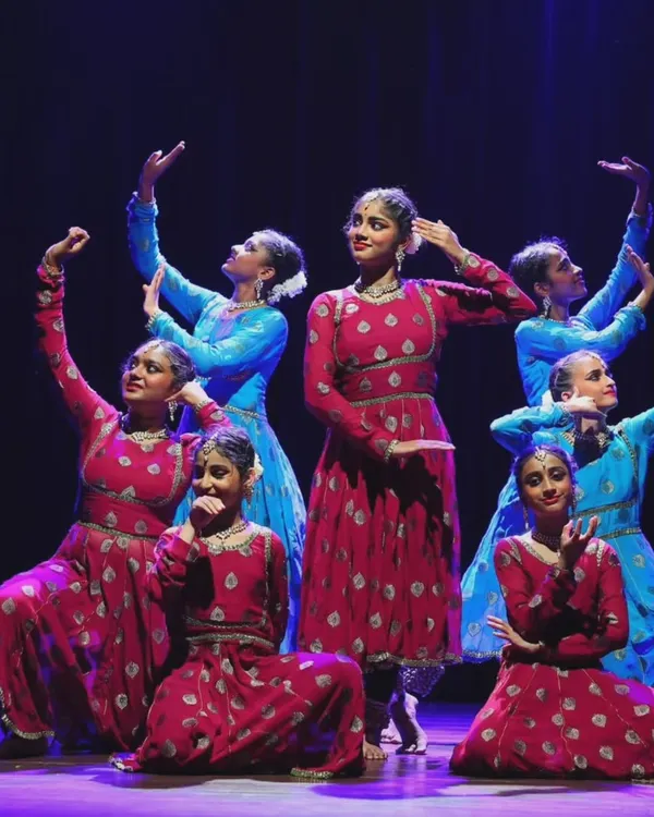 A powerful final pose from my Sāttvatī troupe's "ARAMBH" performance at the Chota Canvas Dance Festival, showcasing the unity and grace of the ensemble.