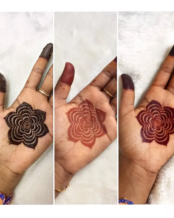 This is the magic of my 100% organic henna. The first panel shows the fresh, dark paste. The middle shows the initial orange stain after the paste comes off. The final panel reveals the deep, rich, reddish-brown stain that develops over 48 hours. This is the stain journey you can expect from my cones.