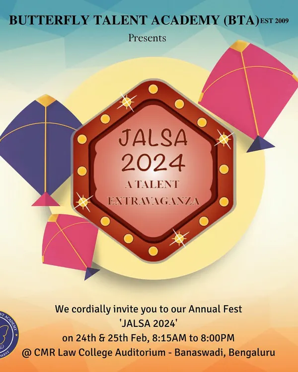 An invitation to our annual fest, Jalsa 2024. This talent extravaganza is a full-day event where students from all our disciplines showcase what they have learned throughout the year.
