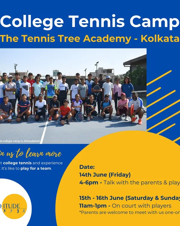 Here is the announcement for our successful College Tennis Camp in Kolkata. These events are designed to be fun, informative, and give aspiring players a clear understanding of what it takes to play for a team in the US.