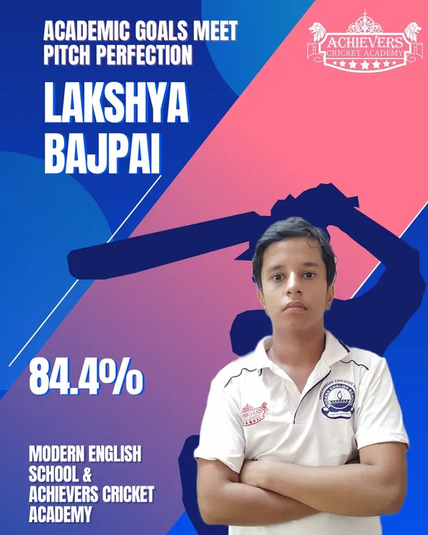 Balancing books and cricket is a skill we value. Congratulations to Lakshya Bajpai for scoring 84.4% in his academics.