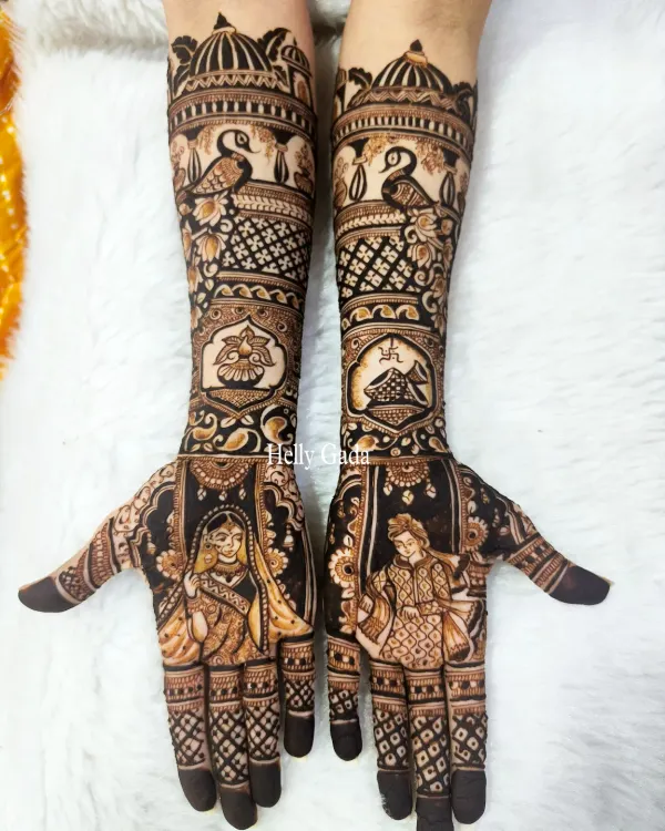 This is where your story begins, etched in intricate henna. I create detailed bridal portraits that capture the love between a couple, surrounded by traditional patterns that celebrate your union.