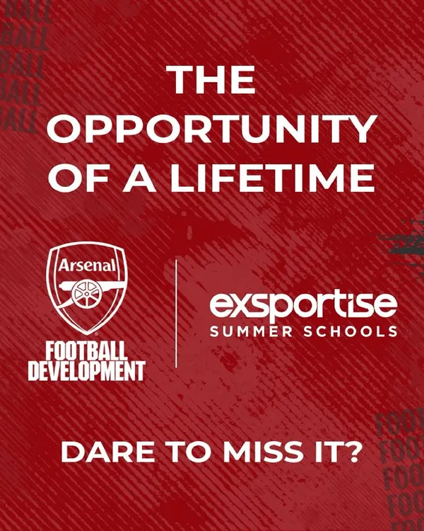 The opportunity of a lifetime. We are proud to partner with Arsenal Football Development to offer a summer school program in England. This is your chance to train with top coaches and play the Arsenal way.