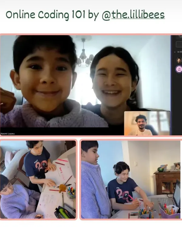 A snapshot of our online Art and Coding classes. We bring the full studio experience to your home, with live instruction and interactive sessions that are both fun and educational.