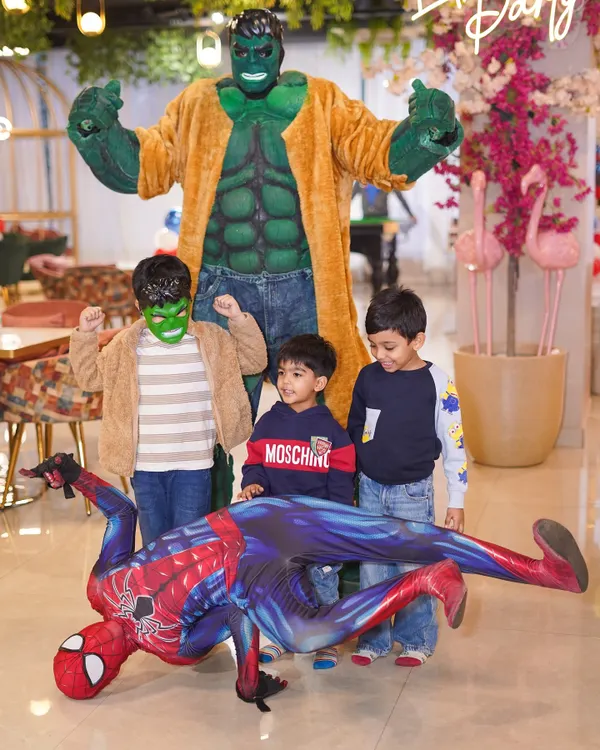 A superhero celebration in full swing. With Spider-Man and the Hulk making a surprise appearance, the birthday boy and his friends are having an action-packed day they'll never forget.