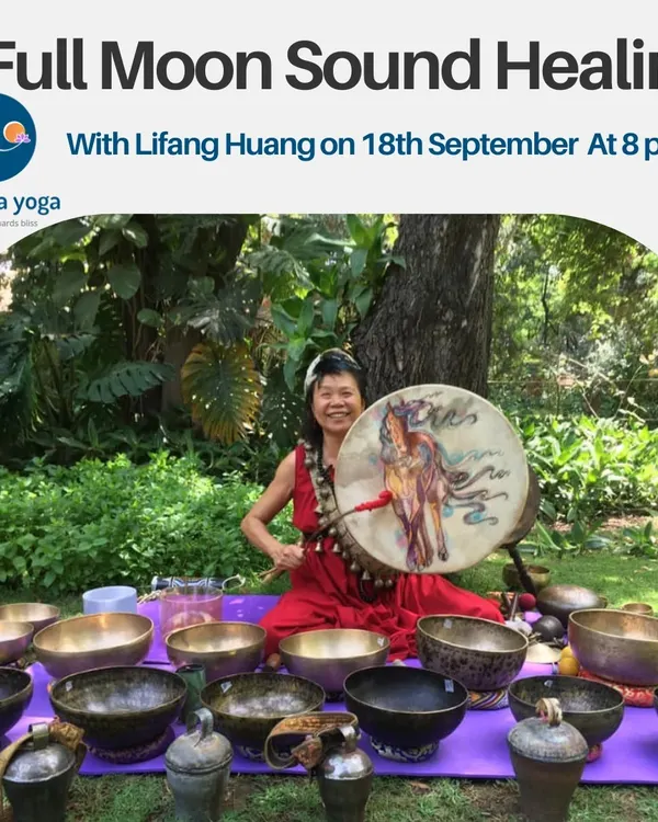 This is an invitation to our Shamanic Sound Healing session, held under the energy of the full moon. We host guest healers who use instruments like Nepalese shamanic drums and Tibetan singing bowls to create a powerful sound bath, designed to balance the chakras and assist in deep inner transformation.