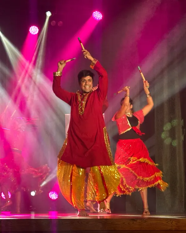 A moment from a recent stage show in Estonia, where I had the joy of performing a traditional Garba piece. Sharing our culture through dance on a global stage is an incredible feeling.