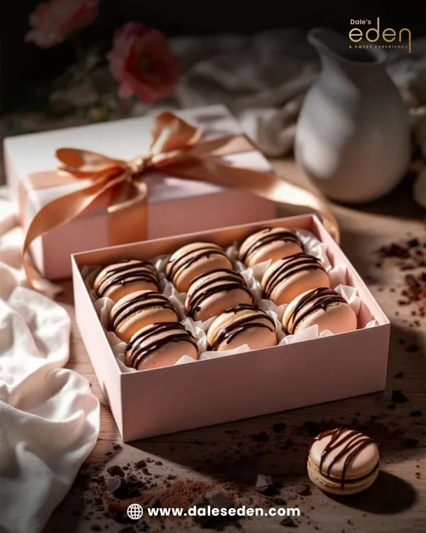 Delicately crisp, richly indulgent. Our handcrafted chocolate macarons, beautifully packaged and ready to be gifted.