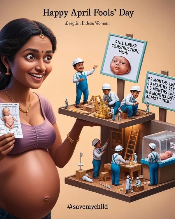 This fun, illustrative take on pregnancy shows the 'under construction' phase of creating a baby. It’s a humorous reminder that growing a human takes time and patience.