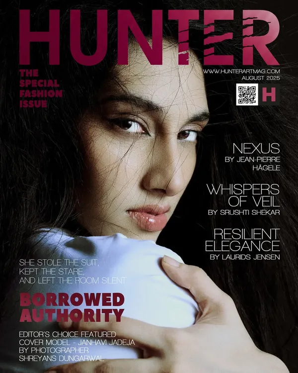My cover feature for Hunter Magazine, titled 'Borrowed Authority'. This shot was about creating a powerful, silent stare that holds the viewer's attention.