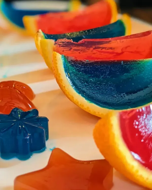 A close up of our creative and delicious edible cocktail jellies.