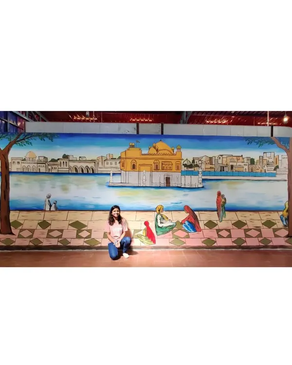 This panoramic mural of the Golden Temple was one of my most ambitious and rewarding projects. I painted this for a Punjabi-themed restaurant in Bangalore, aiming to create a serene and powerful centerpiece that transports diners. Every detail is hand-painted to capture the spiritual essence of this iconic landmark.