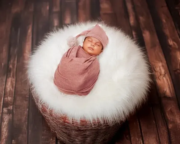 A perfectly swaddled newborn is the picture of peace. I use soft, comfortable wraps and a cozy basket to create these classic, womb-like poses that you will cherish.