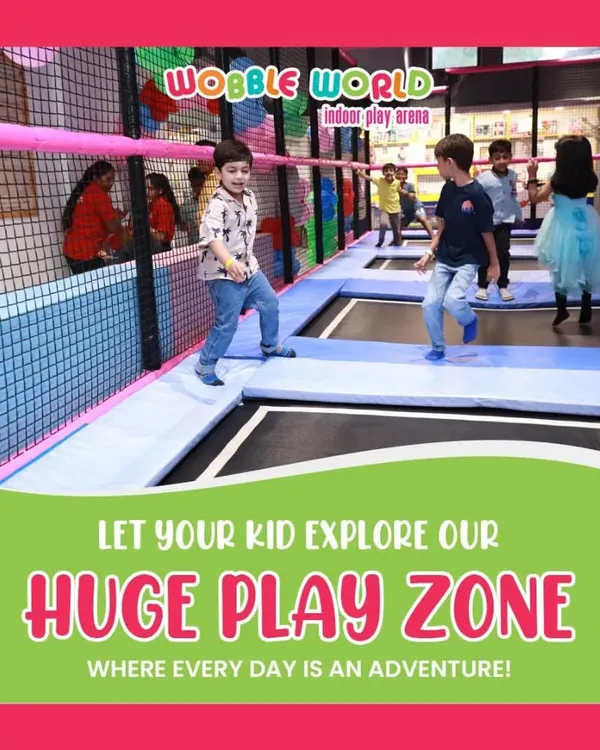 Our huge play zone includes a dedicated trampoline park where kids can bounce and jump to their heart's content in a safe, netted environment.
