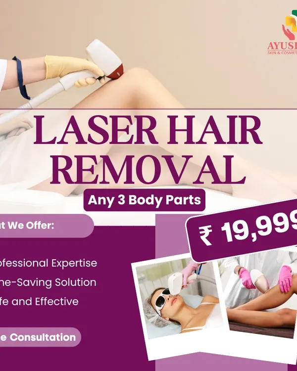 Get a head start on your hair-free journey with our special offer. Choose any three body parts for laser hair removal for just ₹19,999 and receive a free consultation with our experts.