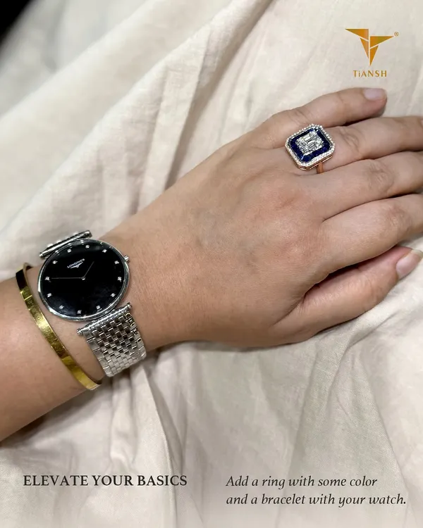 Minimal does not have to mean plain. I love showing my clients how to elevate their basics by pairing a watch with a clean cuff and adding a bold ring for a pop of color and character.