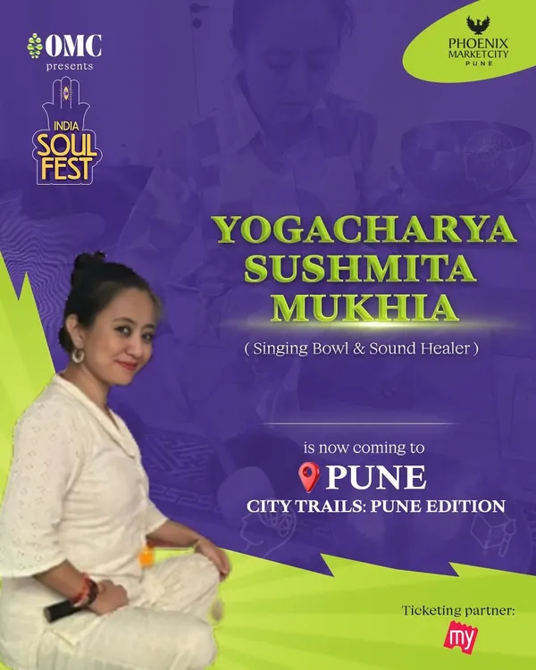 An event poster for my sound healing session at the India Soul Fest in Pune. I love having the opportunity to bring the magic of sound therapy to new cities and communities.
