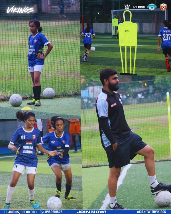 A glimpse into the high energy of our girls' batch at Dombivli Gymkhana. This collage shows players during ball control drills and our coach observing the session, capturing the focus and action of our training.