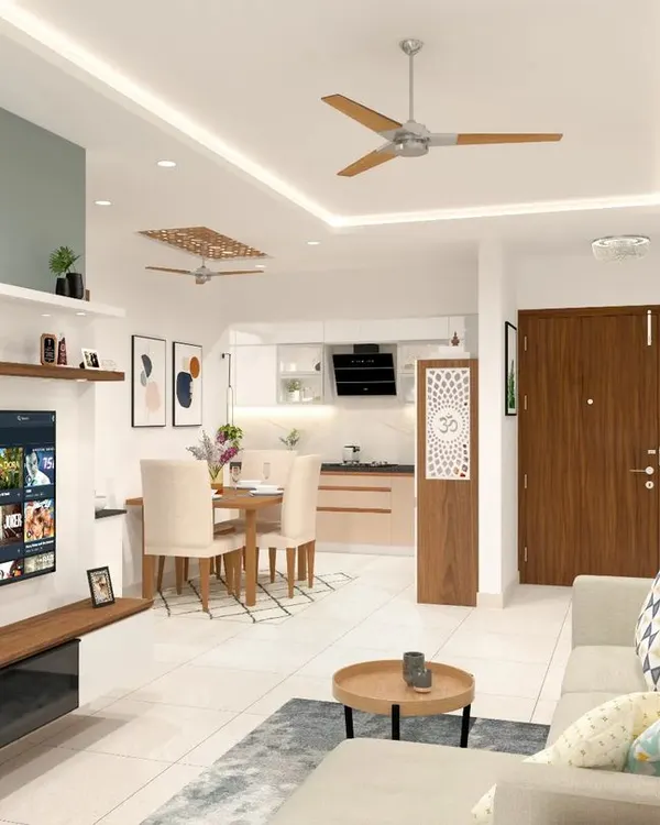 We design kitchens that are beautifully integrated into your home. This open-concept layout connects the kitchen with the living and dining areas, creating a bright, airy, and cohesive space for family life.
