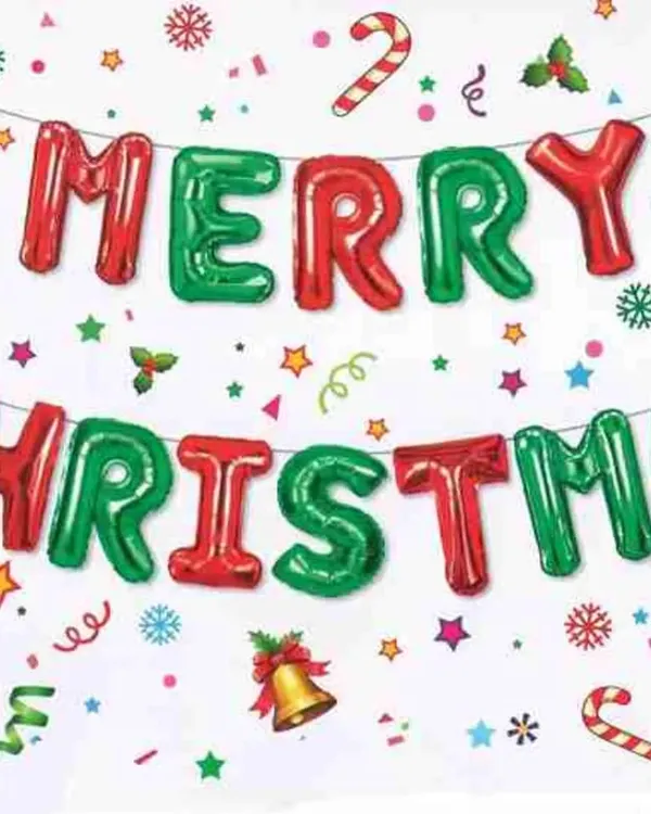 This "Merry Christmas" foil balloon banner in festive red and green is an easy way to decorate any space for the holidays. It's perfect for home, office, or school parties.