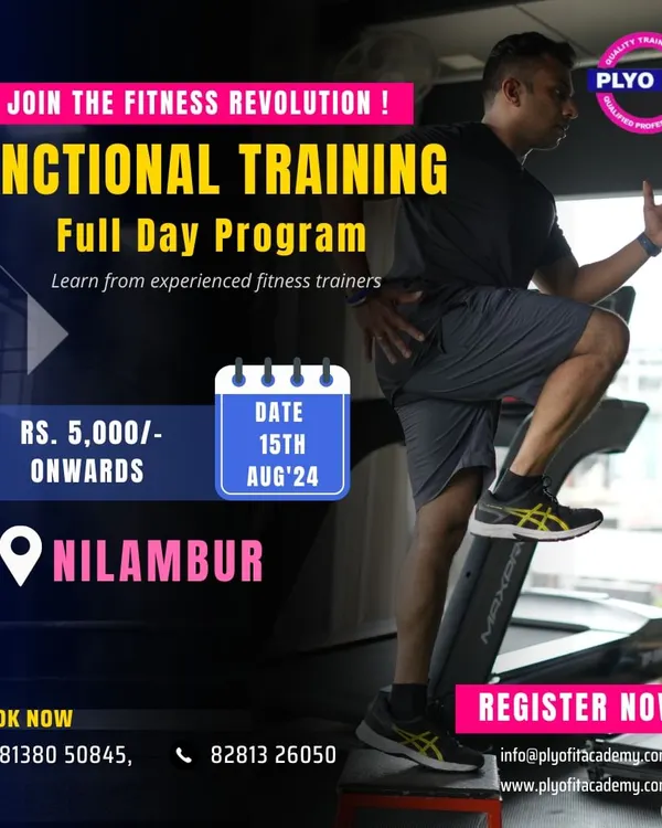 Join the fitness revolution with our full-day Functional Training Program in Nilambur. This workshop is designed for you to learn practical, effective training methods from experienced fitness trainers.