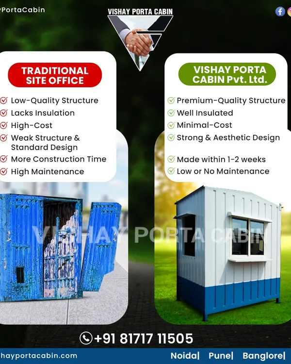 This shows the real difference. Compared to a traditional low-quality site office that is costly and high maintenance, my porta cabins offer a premium, well-insulated, and strong structure at a minimal cost and are built in 1 to 2 weeks.