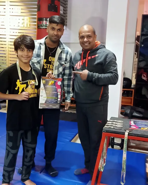 Our youngest champion, Erhaan Ansari, after winning Gold at the National Kickboxing Championship. His focus and dedication are an inspiration to the entire squad.