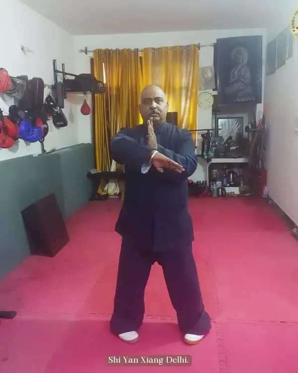In my training hall in Delhi. I am a 34th Generation Shaolin Temple Warrior Disciple, dedicated to teaching authentic martial arts.