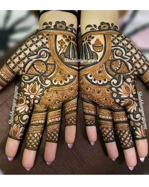 Happy Lohri! This special design for the festival features peacocks and kalash motifs. I created a unique "no mirror image" pattern to make it extra special.