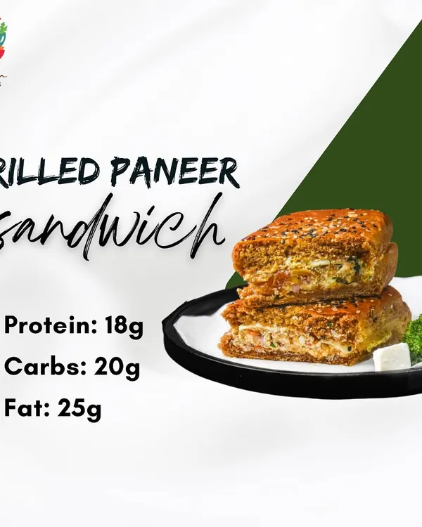 My Grilled Paneer Sandwich is a customer favorite. It's packed with 18g of protein and made with whole wheat panini bread and our in house high protein chipotle sauce for a guilt free, flavorful bite.
