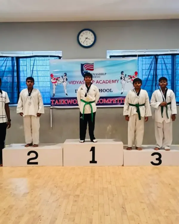 Congratulations to my student Atharv from Team CTA for winning the gold medal at the Interschool Taekwondo Competition held at Vidyashilp Academy.