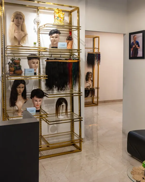 A look inside my studio. We have a wide range of hair extensions, wigs, and toppers on display so you can see and feel the quality for yourself during your consultation.