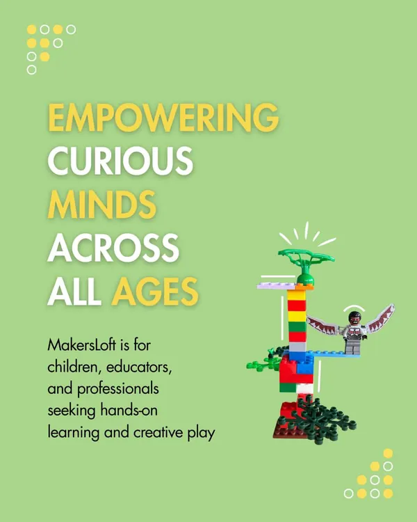 This image encapsulates my core mission: empowering curious minds of all ages. It emphasizes that my hands-on learning and creative play programs are designed not just for children, but also for educators and professionals seeking to develop new skills.