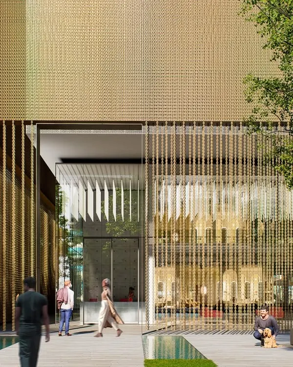 In the heart of Hyderabad, we designed this mixed use building to prove that glamour doesn’t always mean excess. The entrance is framed by a delicate screen of vertical fins, creating a sophisticated and inviting threshold.
