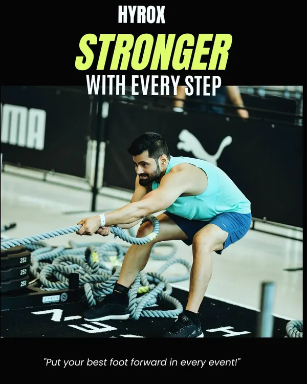 Competing in a Hyrox event is the ultimate test of functional fitness. This rope pull requires a combination of grip strength, core stability, and powerful leg drive. It's a perfect example of the full-body strength I advocate for in my training programs.