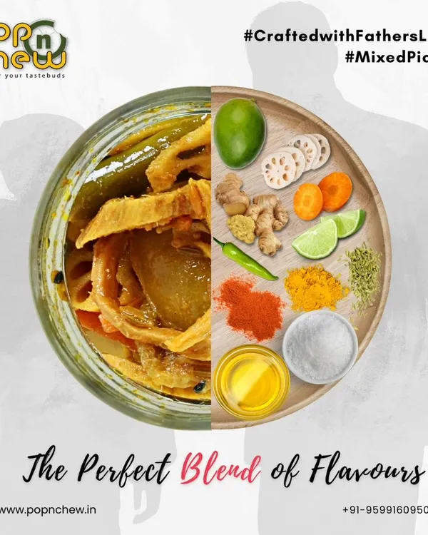 This is more than just a pickle. It's a recipe crafted with my father's love, combining handpicked vegetables like lotus root, carrots, and green chillies with a perfect blend of spices. Each jar contains the authentic taste of our family tradition.