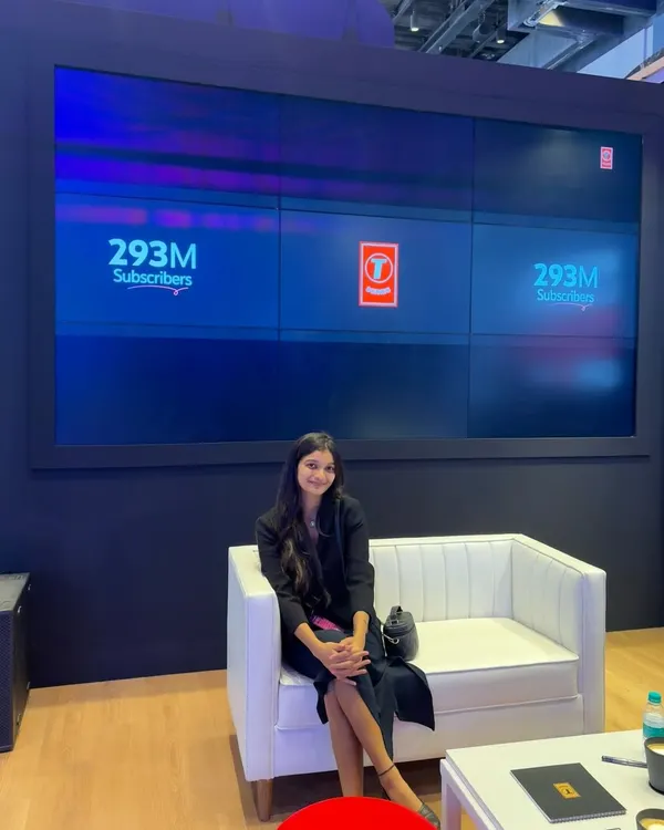Attending the Wave Summit India was a surreal experience. Here I am at the T-Series booth, feeling inspired by the giants of the music industry.