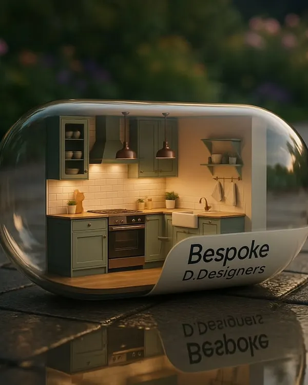 I create hyper-realistic 3D visualizations that allow you to see and feel your space before any work begins. This miniature kitchen concept shows how even small spaces can be packed with style and function, featuring sage green shaker cabinets and warm under-cabinet lighting.